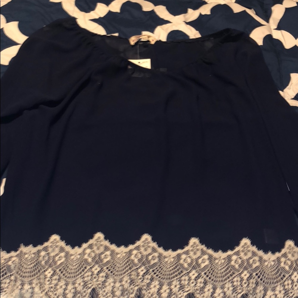 Navy sheer top NWT